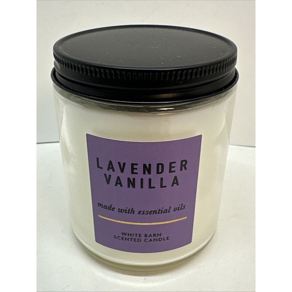 White Barn Lavender Vanilla Candle Single Wick 7oz Jar Essential Oil Bath & Body